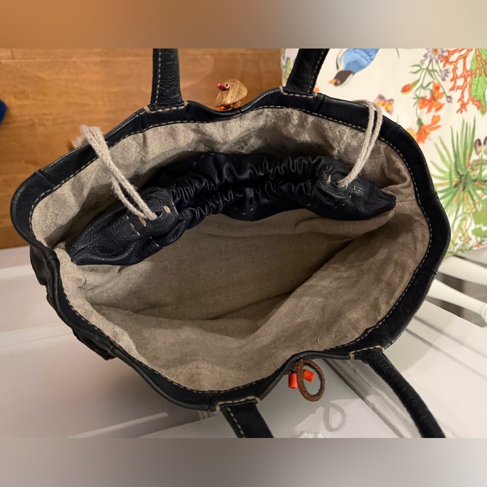 Henry Cuir Designer Quilted Black Leather Tote Handbag - EUC - Picture 3 of 5